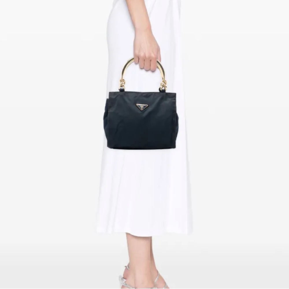 Prada Tessuto Metal Handle Bag